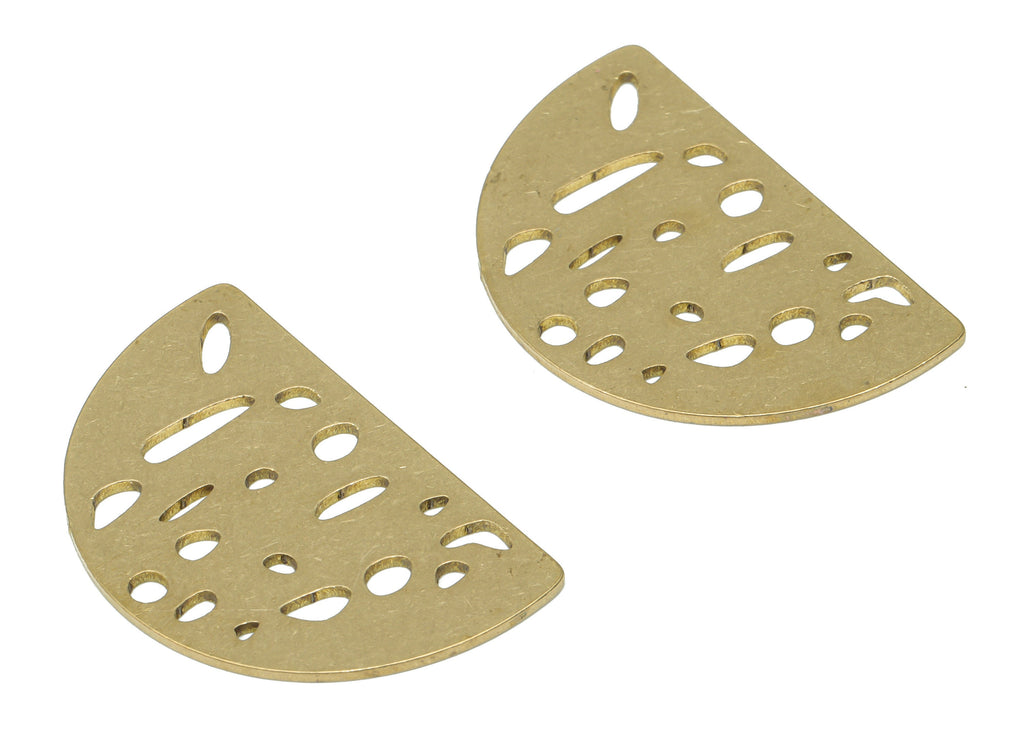 Brass Bubble Domed Earring Charms - Raw Brass Semicircle Half Moon Pendant - DIY Jewelry Making Supplies - 29.71x19.21x0.76mm - PPA3338 - DOMEDBAZAAR