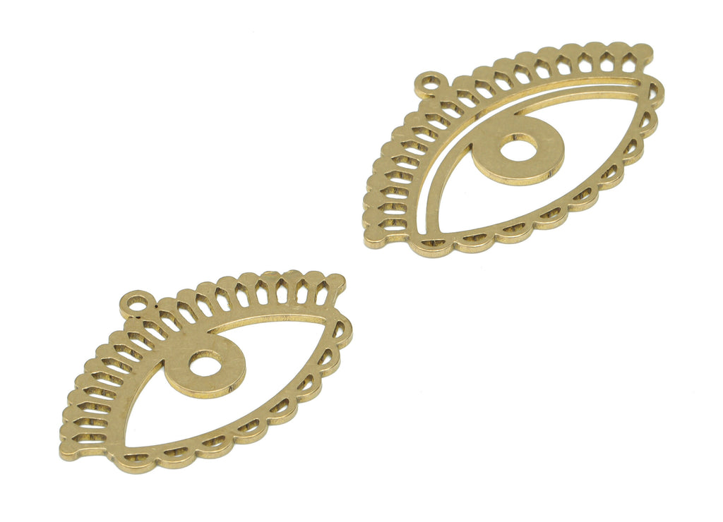 Brass Bubble Eye Earring Charms - Raw Brass Eyelash Pendant - DIY Jewelry Making Supplies - 33.79x20.96x0.79mm - PPA3191 - DOMEDBAZAAR