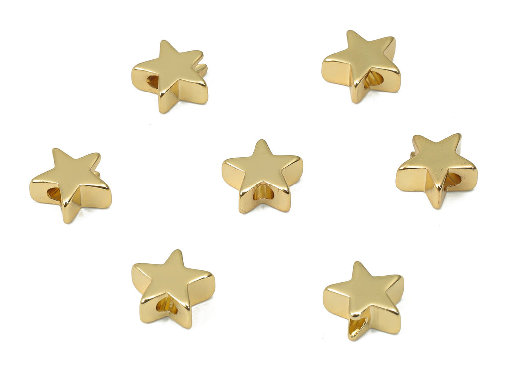 Gold Mini Star Beads – Brass Star Spacer Beads – Bracelet Beads - 18K Real Gold Plated Brass - Jewelry Supplies - 6.5x6.5x3.2mm - RGP4451 - DOMEDBAZAAR