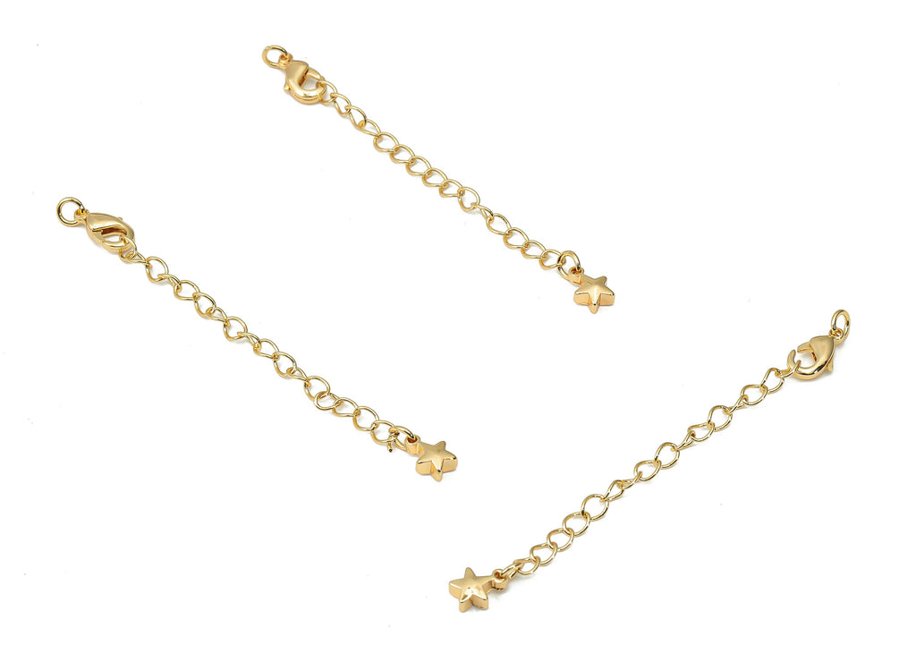 Brass Parrot Lobster Claw Chain Tassel Necklace - Gold Star Chain Tassel Bracelet - 18K Real Gold Plated Brass - 67.8x5.2x2.52mm - RGP4473 - DOMEDBAZAAR