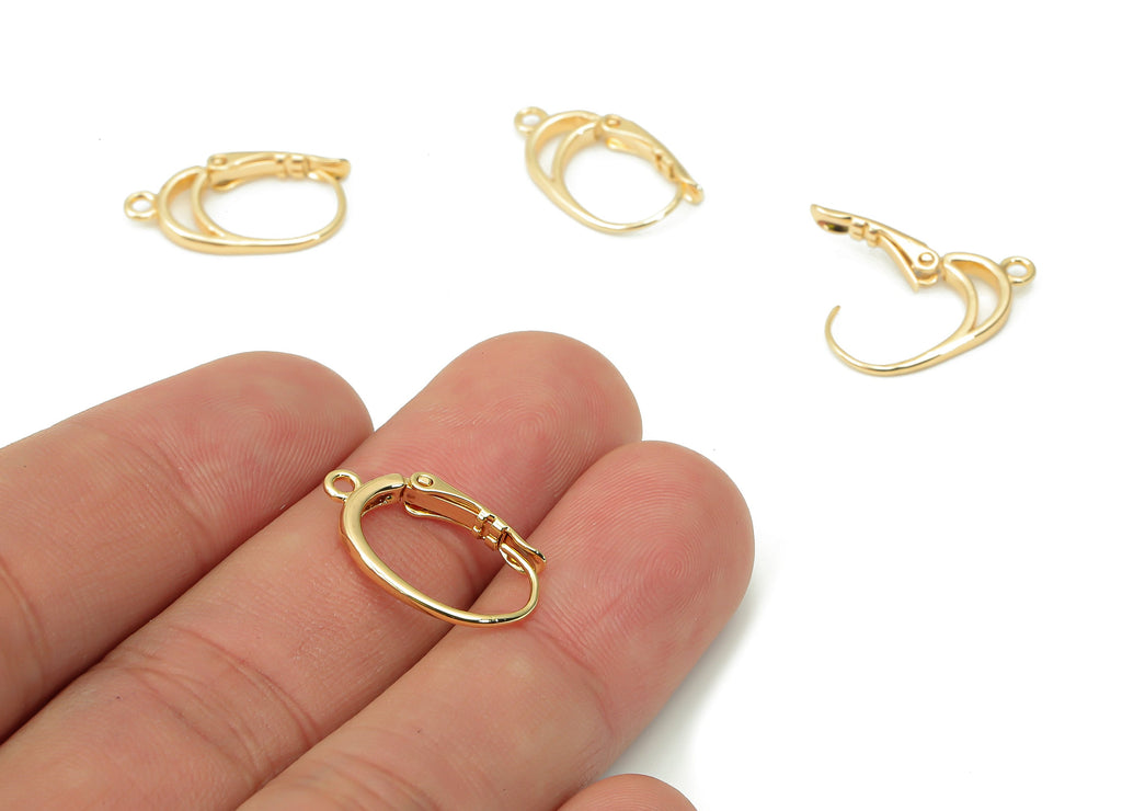 Brass Plain Leverback - Gold Leverback Earring Clasp - 18K Real Gold Plated Brass - Jewelry Making Supplies - 19.96x11.97x2.92mm - RGP4434 - DOMEDBAZAAR