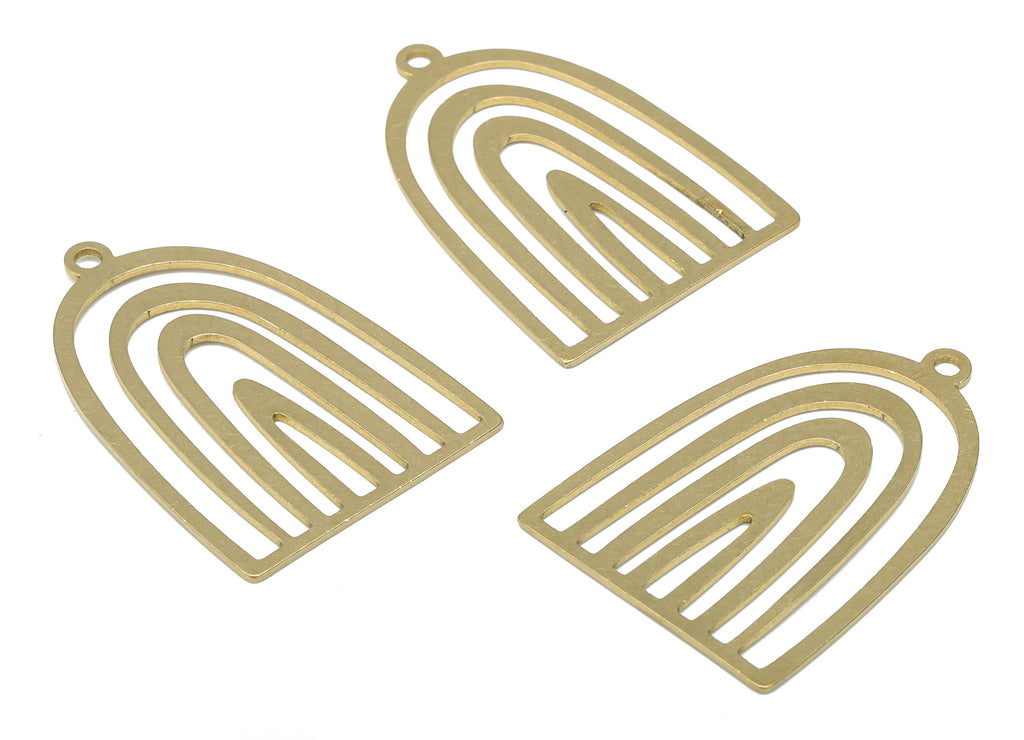 Brass Domed Rainbow Earring Charms - Raw Brass Semicircle Rainbow Pendant - DIY Jewelry Making Supplies - 35.75x34.62x0.74mm - PPA3363 - DOMEDBAZAAR