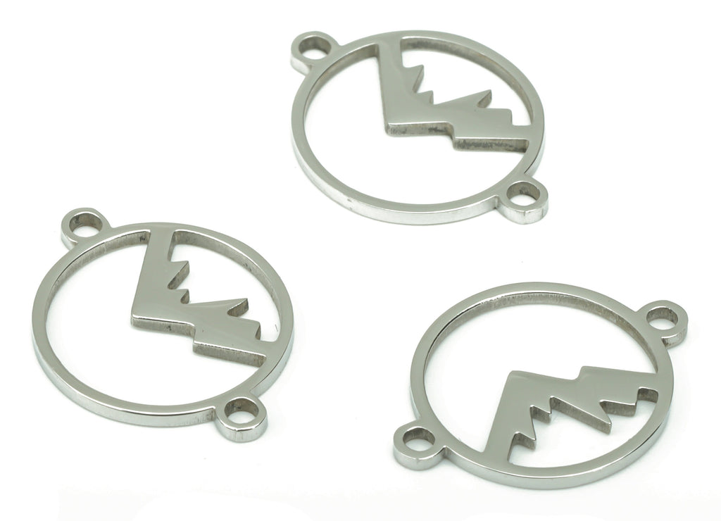 Stainless Steel Round Connector - Mountain Bracelet  Connector - Bracelet Charm – Jewelry Making Supplies - 15.5x11.7x0.84mm - SS1217S - DOMEDBAZAAR