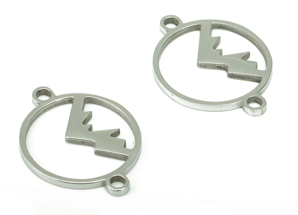 Stainless Steel Round Connector - Mountain Bracelet  Connector - Bracelet Charm – Jewelry Making Supplies - 15.5x11.7x0.84mm - SS1217S - DOMEDBAZAAR