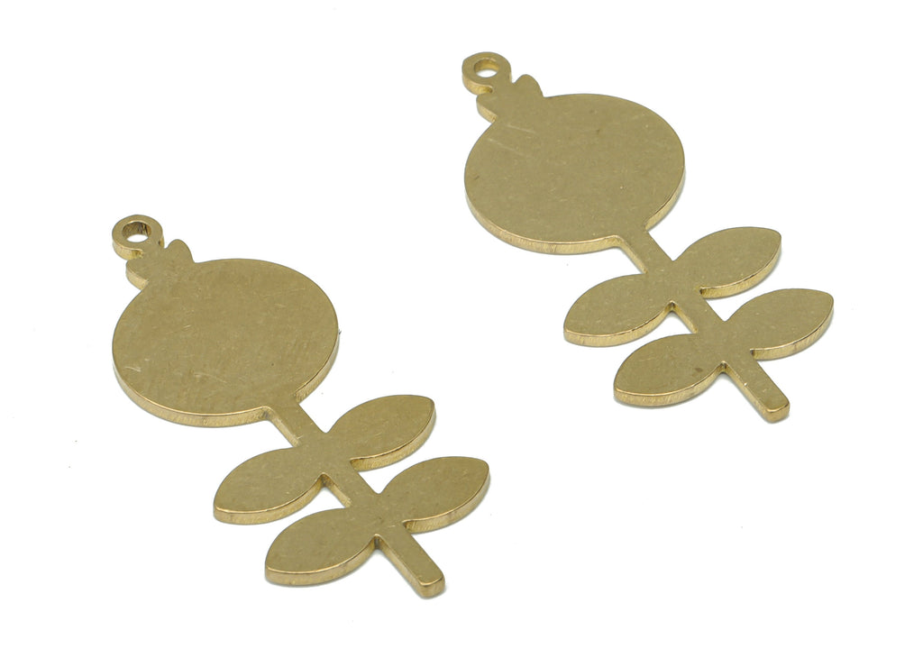 Personalized Stamping Blank - Brass Round Leaf Flower Earring Charms - Raw Brass Circle Leaf Flower Pendant - 34.64x14.65x0.93mm - PPA3454 - DOMEDBAZAAR