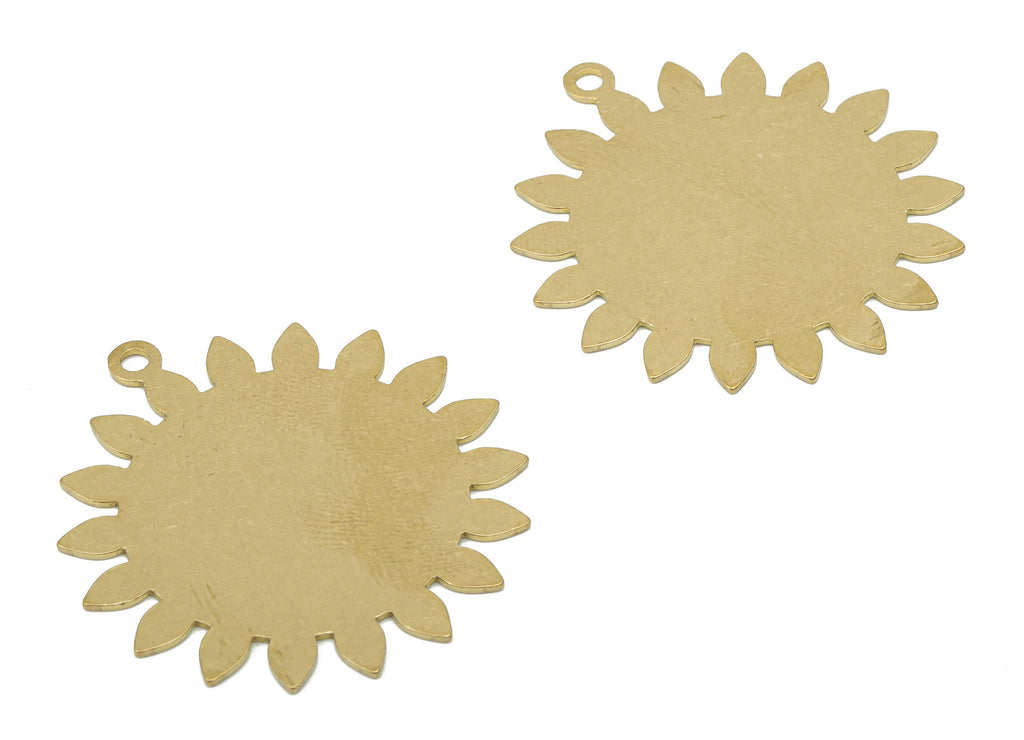 Personalized Stamping Blank - Brass Sun Earring Charms - Raw Brass Sun Pendant - Jewelry Making Supplies - 35.68x32.49x0.61mm - PPA3471 - DOMEDBAZAAR