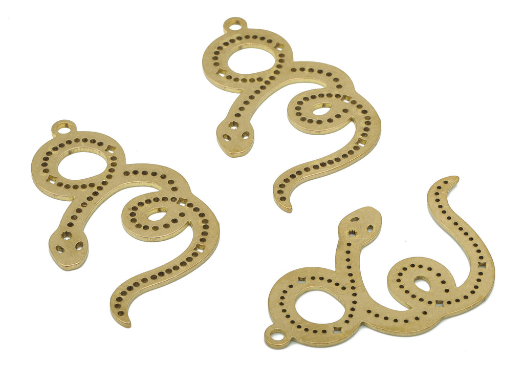 Brass Bubble Snake Earring Charms - Raw Brass Snake Pendant - DIY Jewelry Making Supplies - 38.94x23.39x0.84mm - PPA3655 - DOMEDBAZAAR