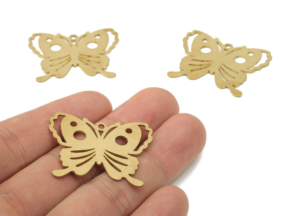 Brass Butterfly Earring Charms - Raw Brass Butterfly Pendant - DIY Jewelry Making Supplies - 35.74x28.76x0.73mm - PPA3204 - DOMEDBAZAAR