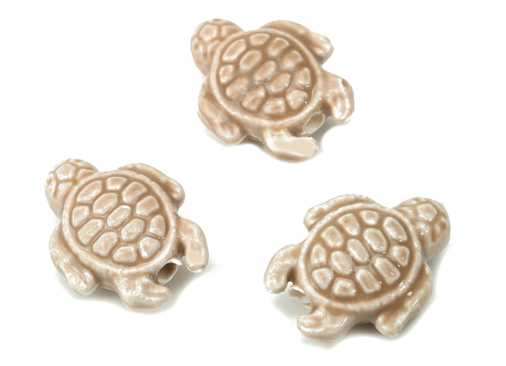 Glazed Ceramic Turtle Beads - Gray Carved Turtle Beads - Handmade Beads - Bracelet Beads - Connectors Beads - 18.86x14.95x8.13mm - NS1836E - DOMEDBAZAAR