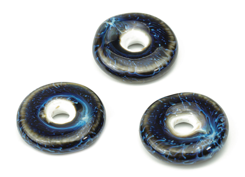 Glazed Ceramic Donate Beads - Carved Circle Beads - Handmade Beads - Bracelet Making Beads - Connectors Beads - 20.26x20.26x5.97mm - NS1795 - DOMEDBAZAAR