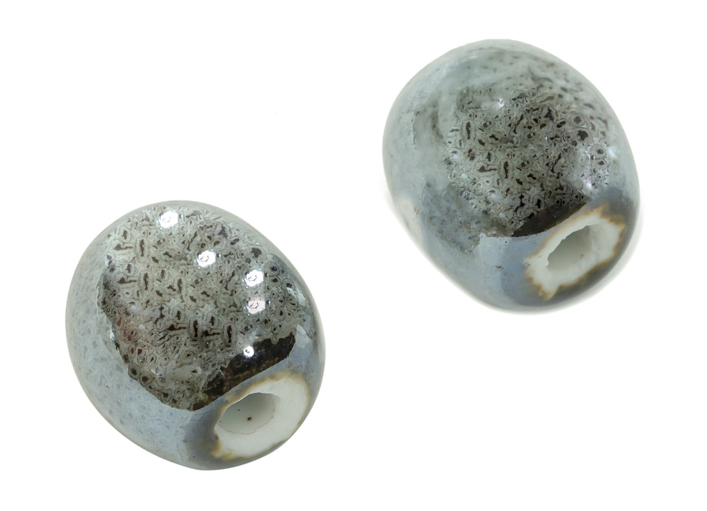 Glazed Ceramic Ball Beads - Carved Ball Beads - Handmade Beads - Bracelet Making Beads - Connectors Beads - 15.63x14.02x14.02mm - NS1813 - DOMEDBAZAAR