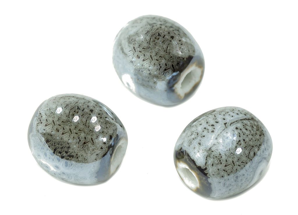 Glazed Ceramic Ball Beads - Carved Ball Beads - Handmade Beads - Bracelet Making Beads - Connectors Beads - 15.63x14.02x14.02mm - NS1813 - DOMEDBAZAAR
