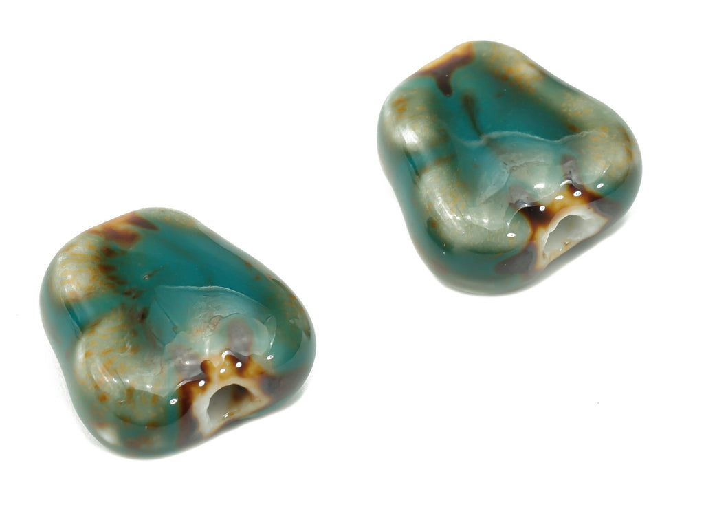 Glazed Ceramic Butterfly Beads - Carved Butterfly Beads - Handmade Connectors Beads - Bracelet Making Beads - 13.56x13.74mx7.55mm - NS1845 - DOMEDBAZAAR