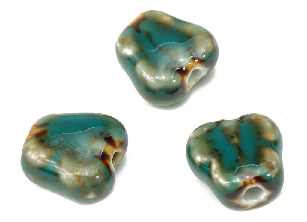 Glazed Ceramic Butterfly Beads - Carved Butterfly Beads - Handmade Connectors Beads - Bracelet Making Beads - 13.56x13.74mx7.55mm - NS1845 - DOMEDBAZAAR