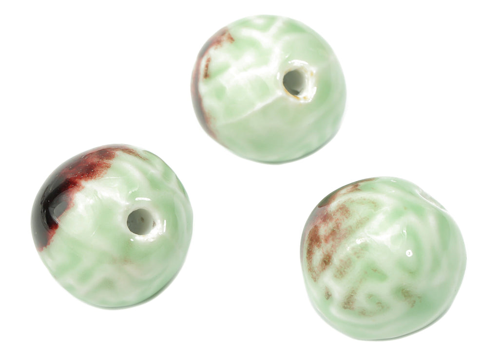 Glazed Ceramic Big Ball Beads - Carved Ball Beads - Handmade Beads - Bracelet Making Beads - Connectors Beads - 21.04x21.04x20.3mm - NS1819 - DOMEDBAZAAR