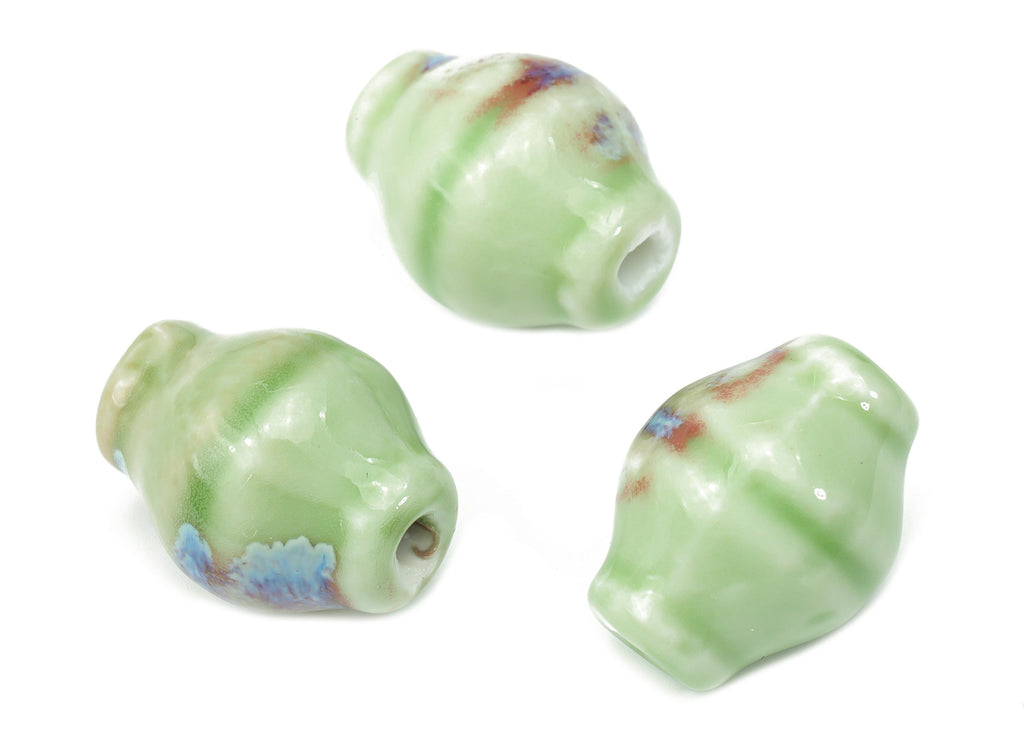 Glazed Ceramic Kettle Beads - Carved Vase Beads - Handmade Beads - Bracelet Making Beads - Connectors Beads - 23x18.16x18.16mm - NS1805 - DOMEDBAZAAR