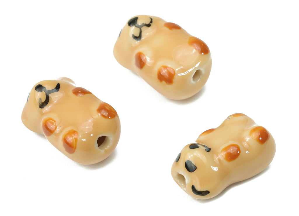 Glazed Ceramic Dog Beads - Carved Animal Beads - Handmade Beads - Bracelet Making Beads - Connectors Beads - 17.64x11.33x9.41mm - NS1832 - DOMEDBAZAAR
