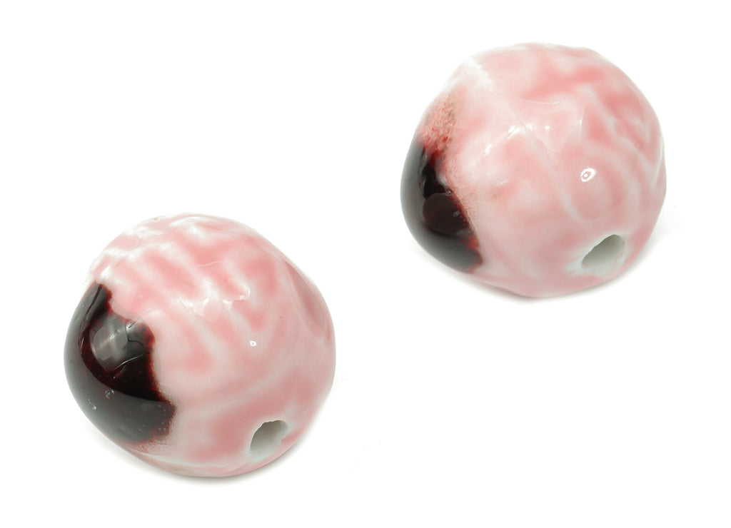 Glazed Ceramic Big Ball Beads - Carved Ball Beads - Handmade Beads - Bracelet Making Beads - Connectors Beads - 21.04x21.04x20.3mm - NS1821 - DOMEDBAZAAR