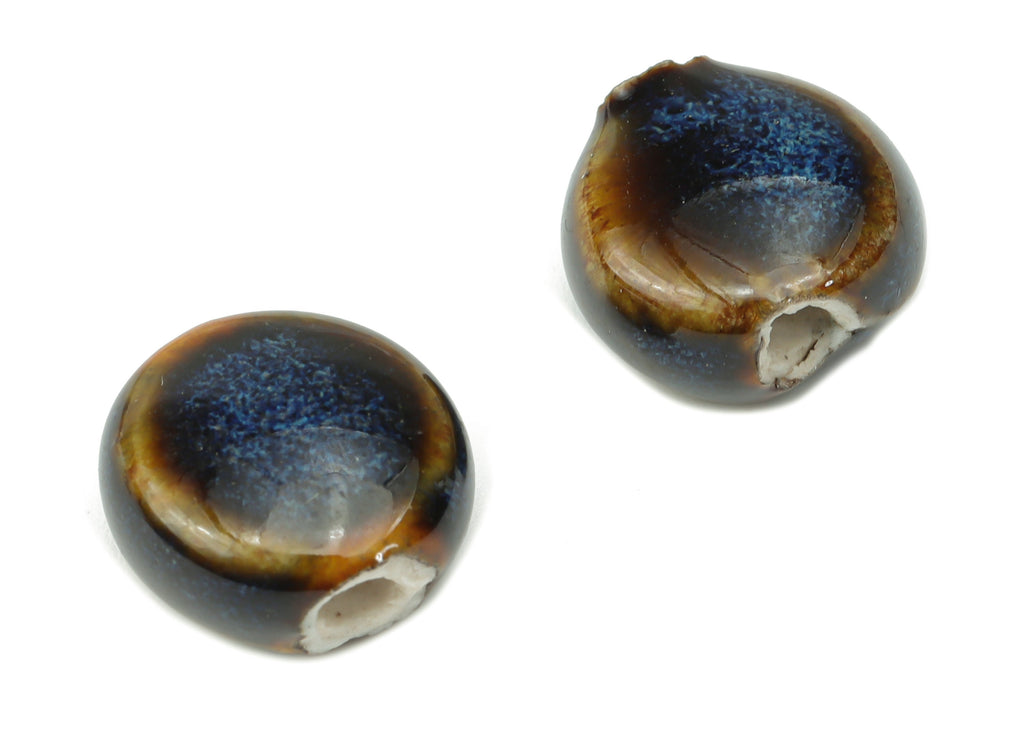 Glazed Ceramic Mini Round Beads - Carved Circle Beads - Handmade Beads - Bracelet Making Beads - Connectors Beads - 11.6x11.04x6.6mm- NS1777 - DOMEDBAZAAR
