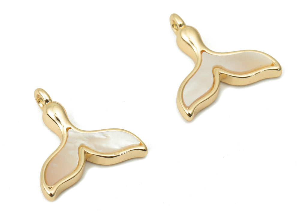Brass Fish Tail Earring Charms - Shell Fish Tail Pendant - 18K Real Gold Plated Brass - Jewelry Making Supplies - 14.62x14.7x2.1mm - RGP4393 - DOMEDBAZAAR