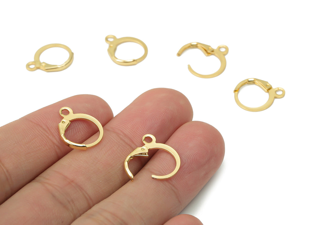 Brass Plain Leverback - Gold Leverback Earring Clasp - 18K Real Gold Plated Brass - Jewelry Making Supplies - 15.63x12.61x1.94mm - RGP4361 - DOMEDBAZAAR