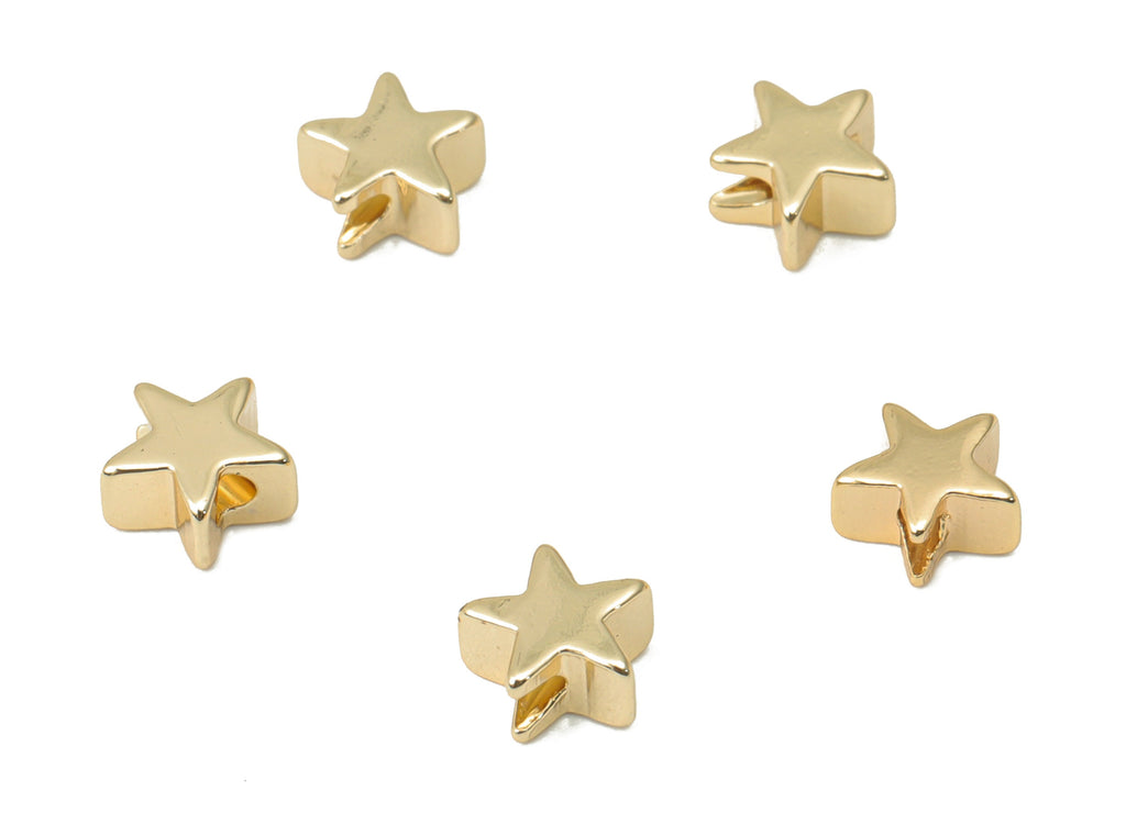 Gold Star Beads – Brass Star Spacer Beads – Bracelet Beads - 18K Real Gold Plated Brass - Jewelry Supplies - 5.33x5.33x2.71mm - RGP4459 - DOMEDBAZAAR