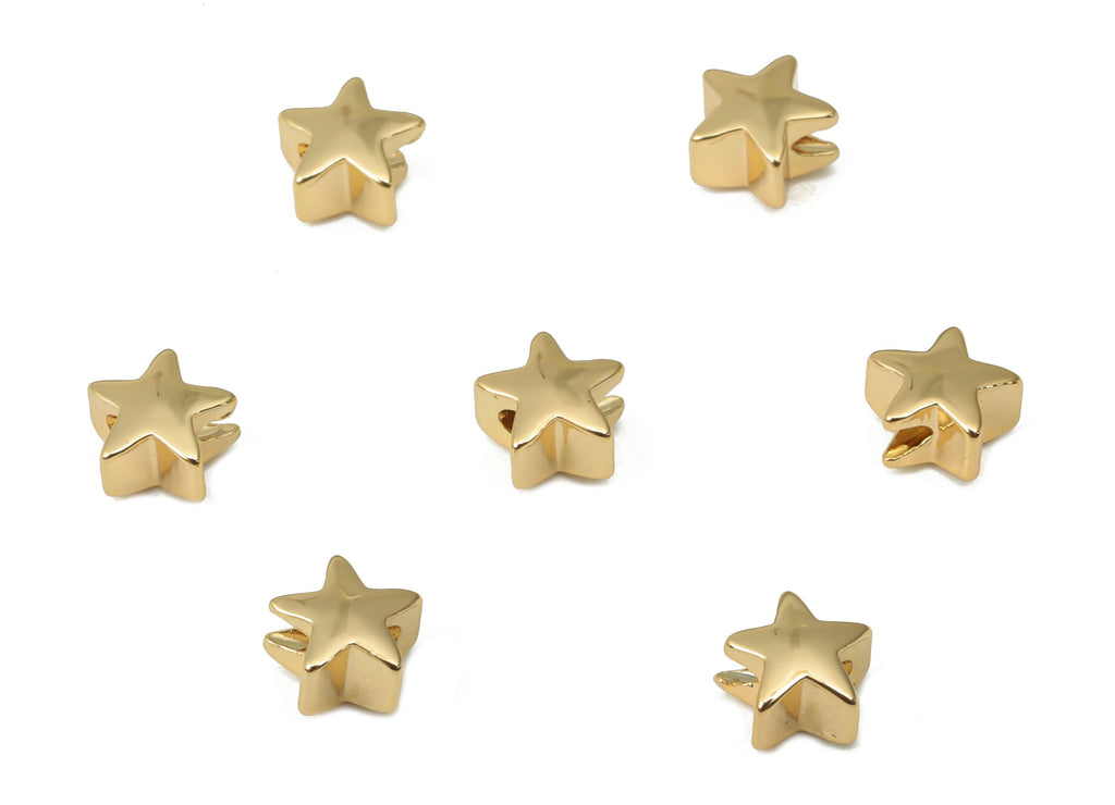 Gold Mini Star Beads – Brass Star Spacer Beads – Bracelet Beads - 18K Real Gold Plated Brass - Jewelry Supplies - 5.12x5.12x3.4mm - RGP4463 - DOMEDBAZAAR