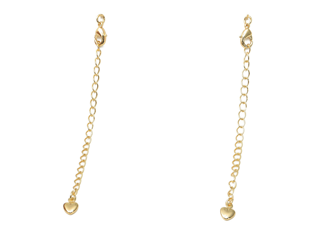 Brass Parrot Lobster Claw Chain Tassel Earring - Gold Heart Chain Tassel Earrings - 18K Real Gold Plated Brass - 89.36x5.42x2.2mm - RGP4479 - DOMEDBAZAAR