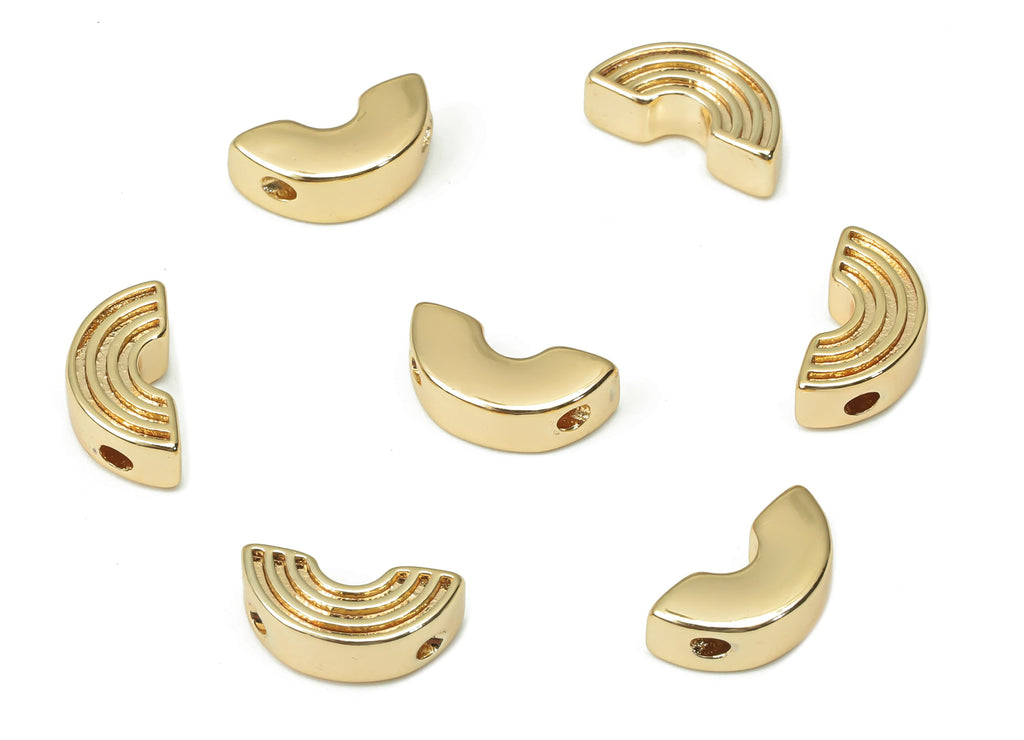 Gold Rainbow Beads – Brass Rainbow Spacer Beads – Bracelet Beads - 18K Real Gold Plated Brass - Jewelry Supplies - 10.42x5.05x3.38mm-RGP4444 - DOMEDBAZAAR