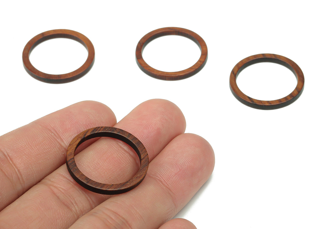 Walnut Wood Round Hoop Earring Ring Connectors - Walnut Wood Circle Charms and Pendant - Jewelry Making Supplies - 24.7x24.7x2.4mm - BB1247 - DOMEDBAZAAR
