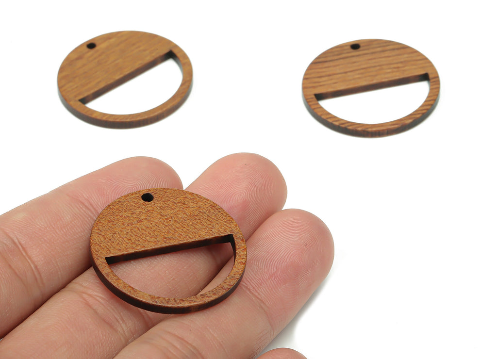 Walnut Wood Round Earring Charms - Walnut Wood Half Circle Pendant - Earring Charms For Jewelry Making - 29.85x29.85x2.76mm - BB1246 - DOMEDBAZAAR