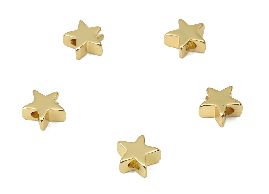 Gold Mini Star Beads – Brass Star Spacer Beads – Bracelet Beads - 18K Real Gold Plated Brass - Jewelry Supplies - 6.5x6.5x3.2mm - RGP4451 - DOMEDBAZAAR