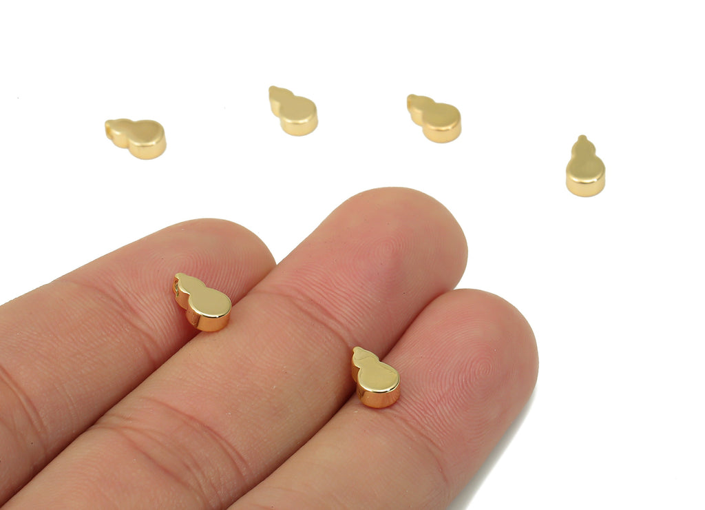 Gold Mini Gourd Beads – Brass Gourd Spacer Beads – Bracelet Beads - 18K Real Gold Plated Brass - Jewelry Supplies - 8.24x4.8x2.6mm - RGP4425 - DOMEDBAZAAR