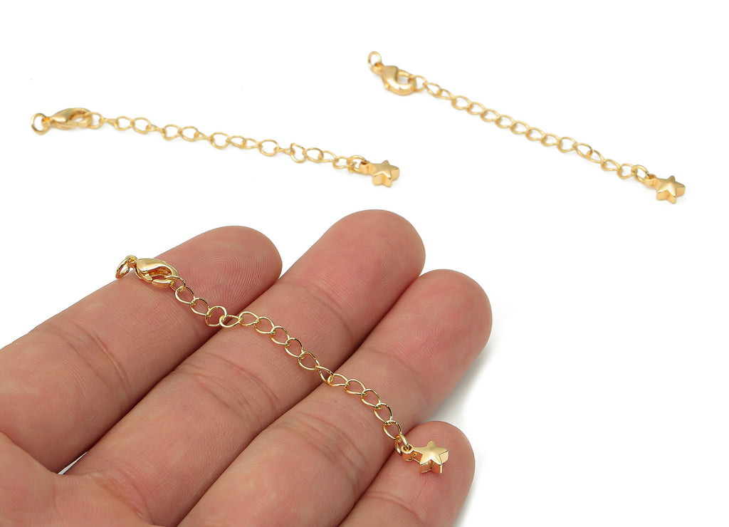 Brass Parrot Lobster Claw Chain Tassel Necklace - Gold Star Chain Tassel Bracelet - 18K Real Gold Plated Brass - 67.8x5.2x2.52mm - RGP4473 - DOMEDBAZAAR