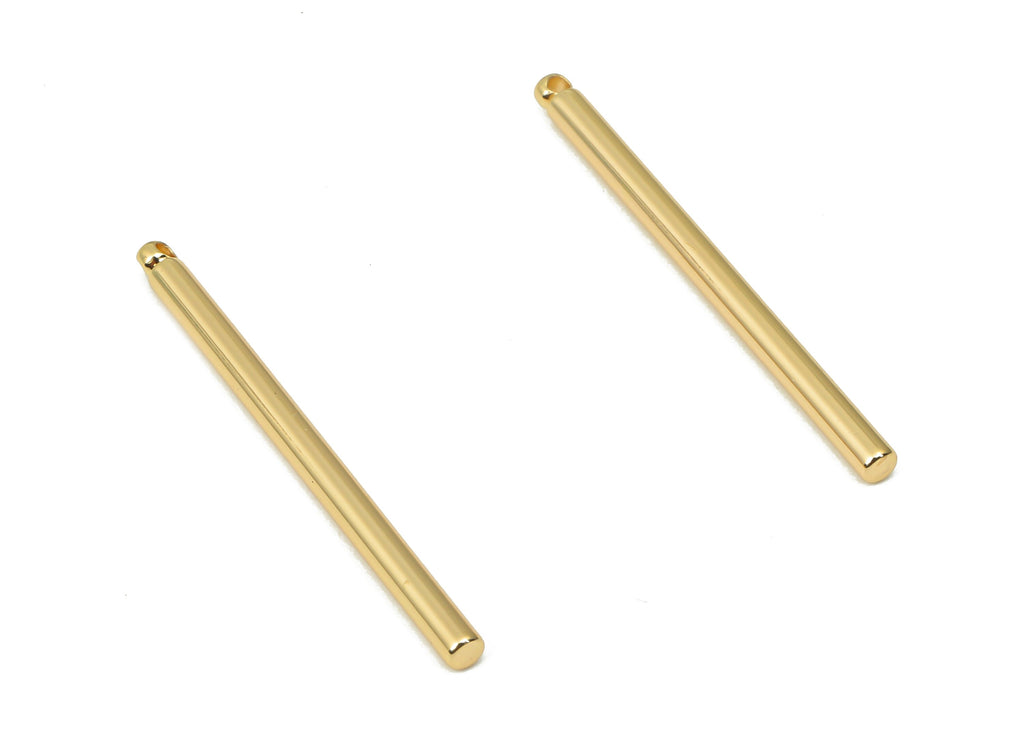 Brass Bar - Gold Cyclinder Stick DIY Tube Beads - Geometric Shapes - For Air Plants - 18k Real Gold Plated Brass - 30.11x2x2mm - RGP4478 - DOMEDBAZAAR