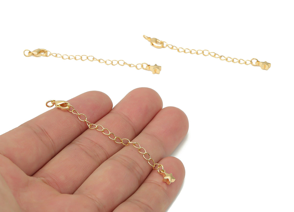Brass Parrot Lobster Claw Chain Tassel Necklace - Gold Star Chain Tassel Bracelet - 18K Real Gold Plated Brass - 65.71x5.2x2.57mm - RGP4432 - DOMEDBAZAAR