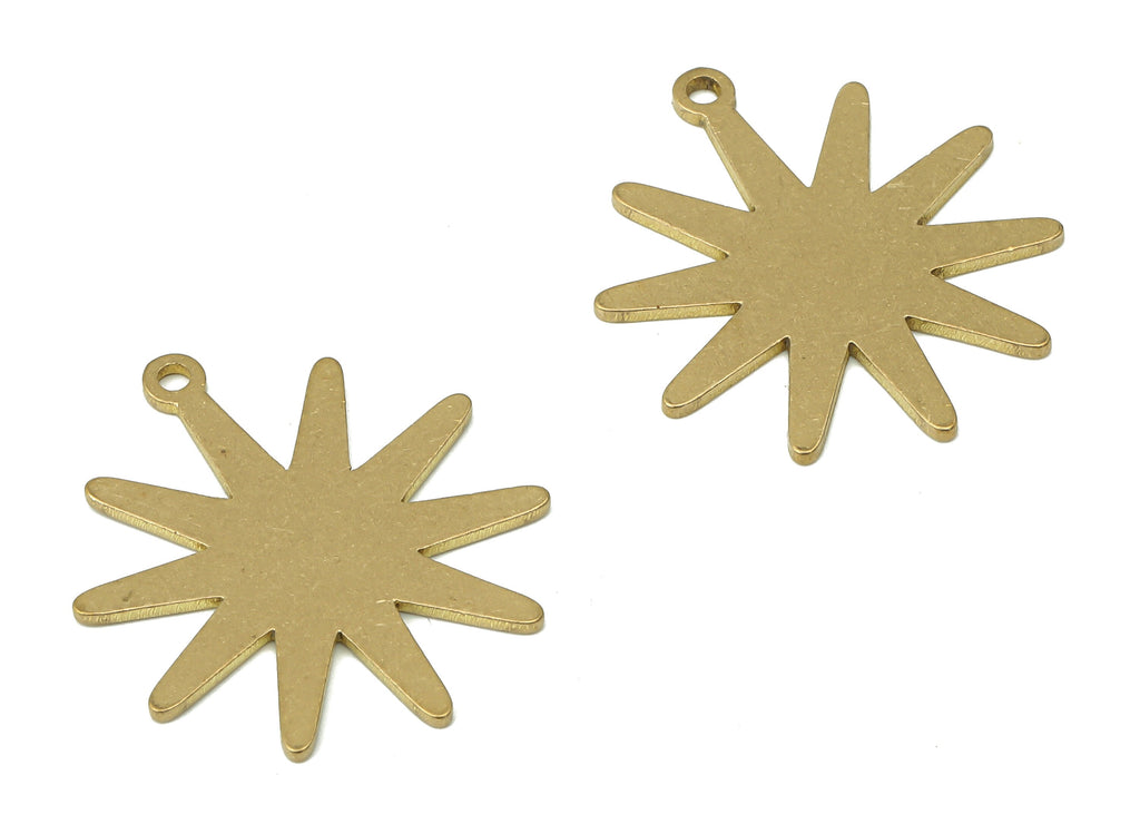 Personalized Stamping Blank - Brass Sun Earring Charms - Raw Brass Sun Pendant - Jewelry Making Supplies - 24.67x21.27x0.83mm - PPA3567 - DOMEDBAZAAR