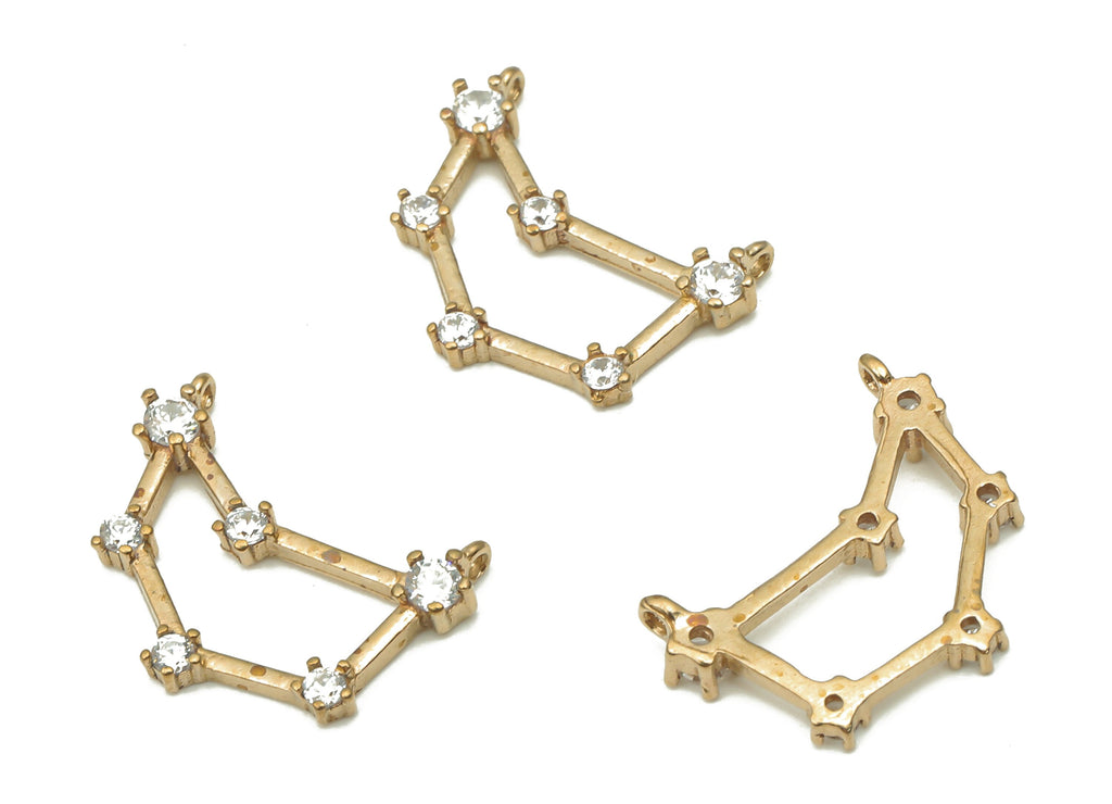 Zodiac Signs Charm - Capricorn star signs  - Raw Brass CZ Zodiac Charms - Zircon Capricorn Zodiac Constellation -13.8x11.1x2.28mm- PP7466 - DOMEDBAZAAR