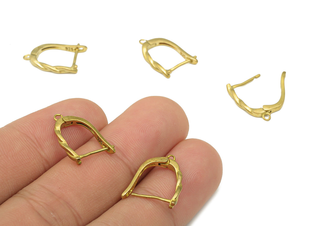 Raw Brass Twisted Stud Earrings - Raw Brass Leverback Stud Earrings - Earring Findings - Jewelry Making Supplies -17.14x12.77x1.66mm- PP7514 - DOMEDBAZAAR