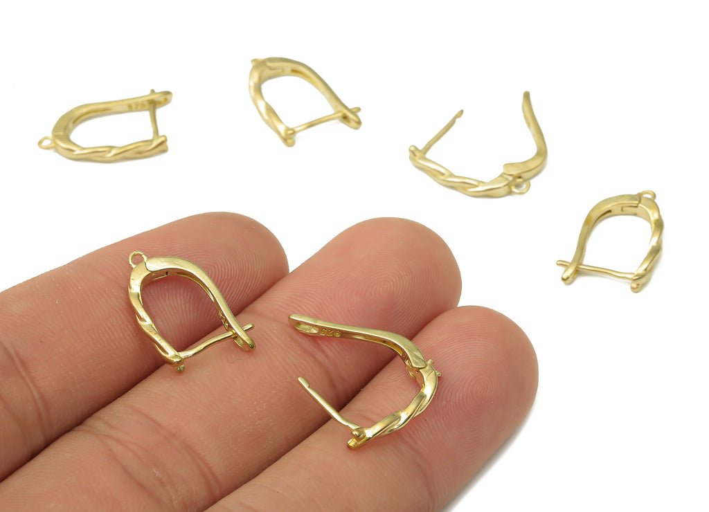 Raw Brass Twisted Stud Earrings - Brass Leverback Stud Earrings - Brass Earring Findings - Jewelry Making Supplies - 19.12x11.72x1.3- PP7520 - DOMEDBAZAAR