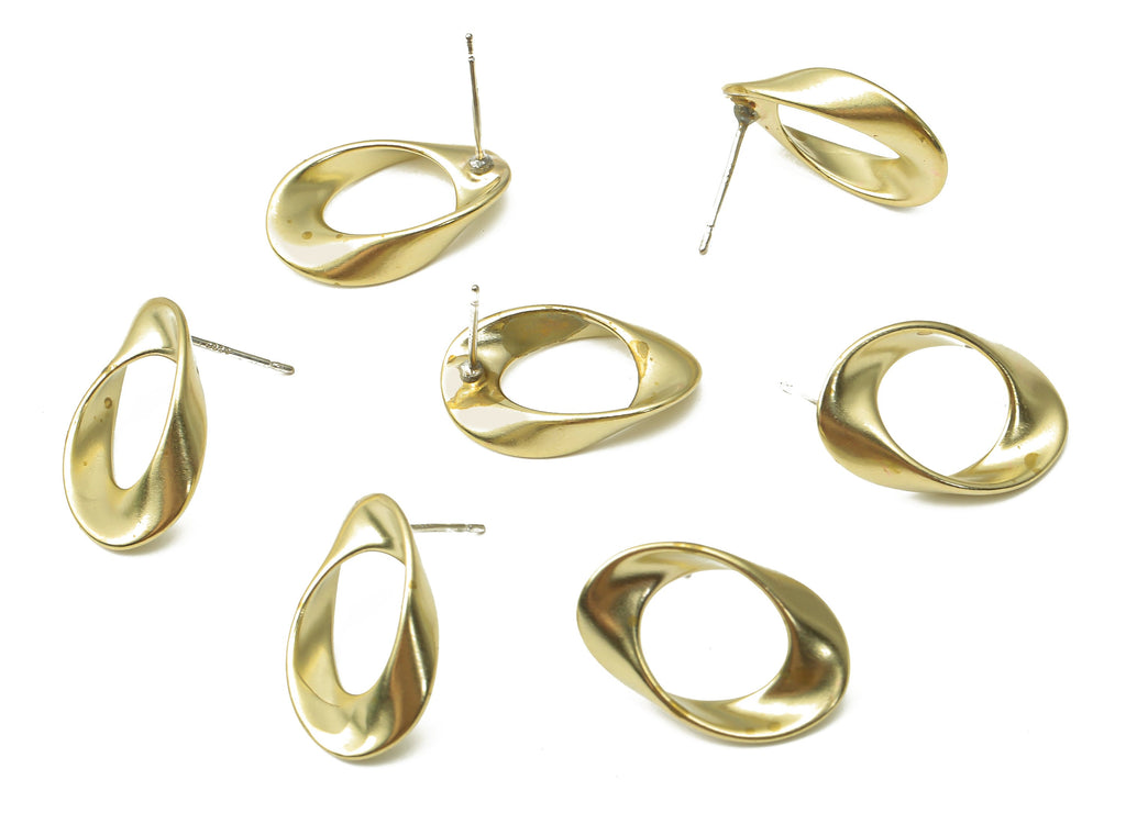 Brass Twisted Earrings Post - Raw Brass Stud Earrings - Earring Findings - Jewelry Supplies - 925 Silver Needle -20.5x13.04x1.33mm- PP7566 - DOMEDBAZAAR