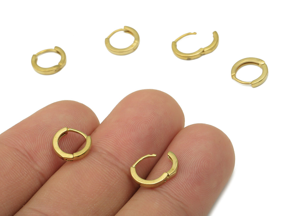 Raw Brass Round Hoop Earrings - Brass Huggie Hoops Earrings - Leverback Ear Wire Hooks - Jewelry Making Supplies -9.18x8.32x1.23mm - PP7583 - DOMEDBAZAAR
