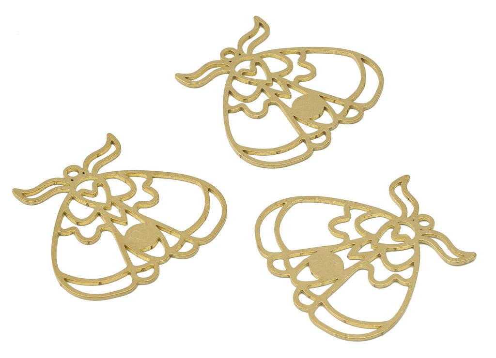 Raw Brass Butterfly Charm - Brass Animal Pendant Charm - Moth Fly Insect Brass Earring - Laser Cut Charm - 35.72x33.93x0.85mm - PPA3848 - DOMEDBAZAAR