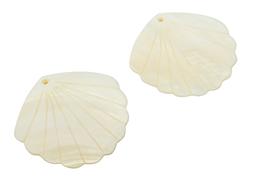 Clam Shell Pendants Charm - Clam Shell Charms - Ivory Shell Earrings Charm - Beach Charms - Ocean Jewelry Supplies - 48.48x47x2.14mm- SF1139 - DOMEDBAZAAR