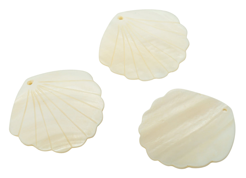 Clam Shell Pendants Charm - Clam Shell Charms - Ivory Shell Earrings Charm - Beach Charms - Ocean Jewelry Supplies - 48.48x47x2.14mm- SF1139 - DOMEDBAZAAR