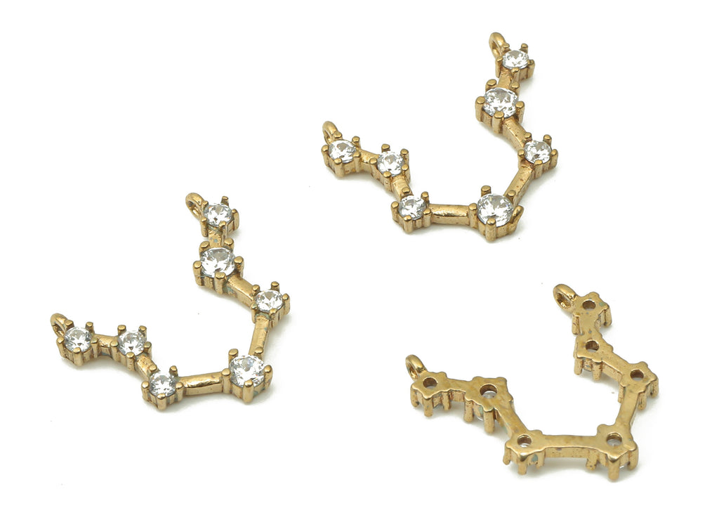 Zodiac Signs Charm - Brass CZ Zodiac Charms - Sagittarius Zodiac Constellation Connector Charm - Celestial Jewelry -14.39x7.8x1.83mm- PP7464 - DOMEDBAZAAR