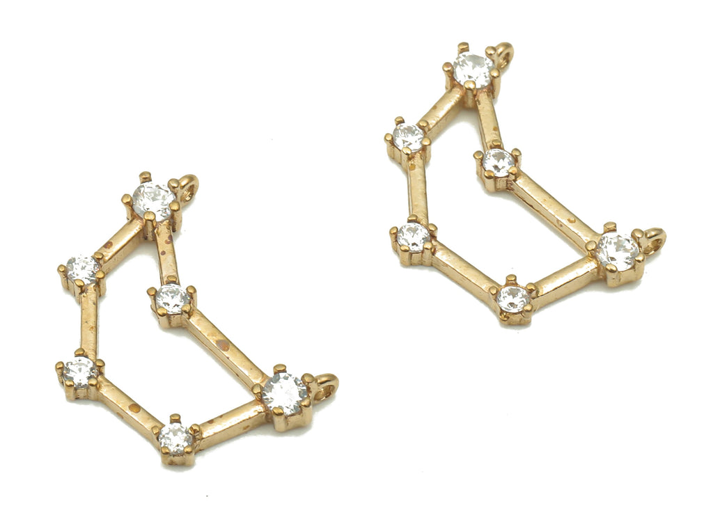 Zodiac Signs Charm - Capricorn star signs  - Raw Brass CZ Zodiac Charms - Zircon Capricorn Zodiac Constellation -13.8x11.1x2.28mm- PP7466 - DOMEDBAZAAR