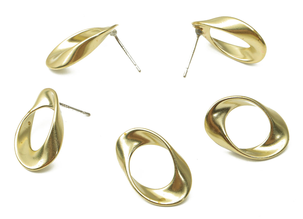 Brass Twisted Earrings Post - Raw Brass Stud Earrings - Earring Findings - Jewelry Supplies - 925 Silver Needle -20.5x13.04x1.33mm- PP7566 - DOMEDBAZAAR