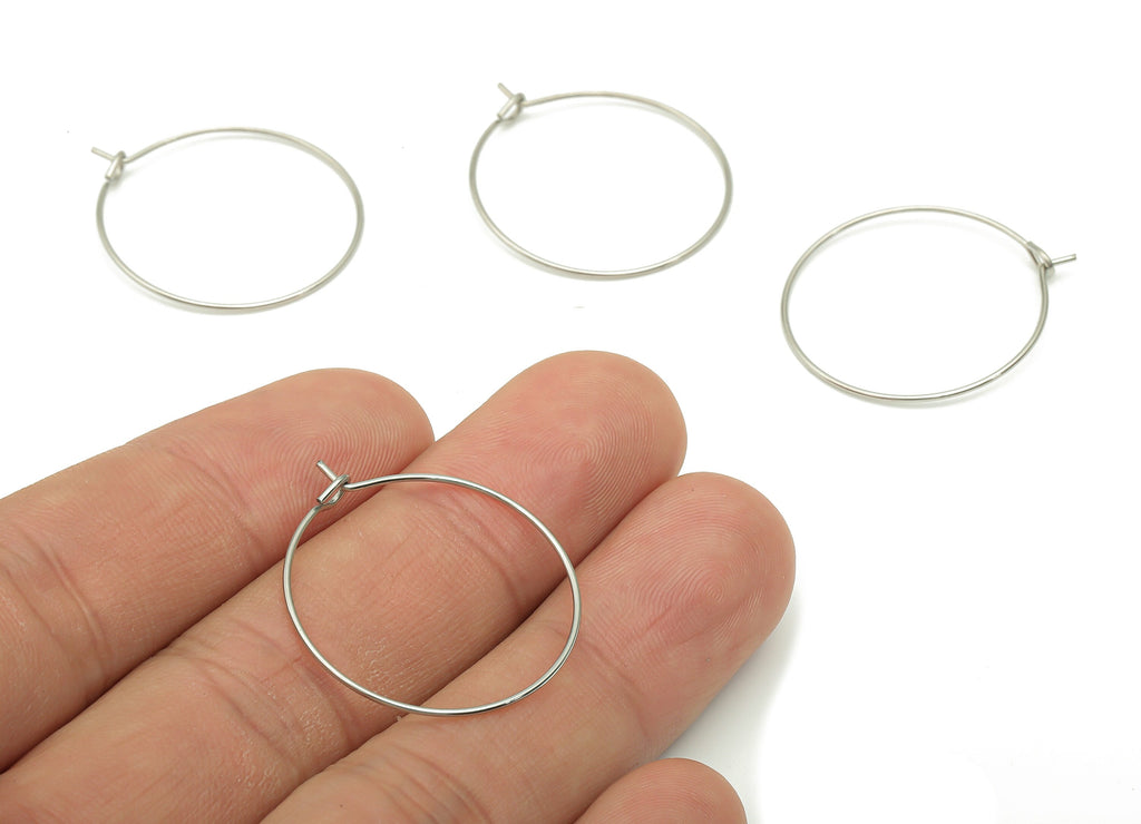 Stainless Steel Earring Hoop - 304 Stainless Steel Circle Ear Wire - Earring Hoop - Jewelry Making Supplies -24.97x24.97x0.64mm- SS1385-25 - DOMEDBAZAAR