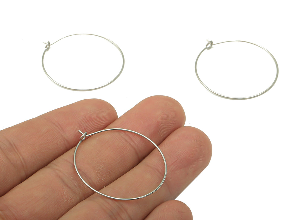 Stainless Steel Earring Hoop - 304 Stainless Steel Circle Ear Wire - Earring Hoop - Jewelry Making Supplies -29.96x29.96x0.64mm- SS1385-30 - DOMEDBAZAAR